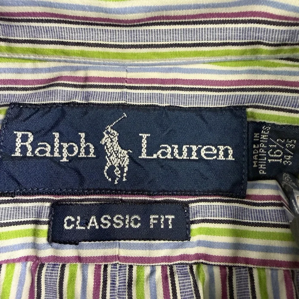 Ralph Lauren Shirt Mens 16.5 34/35 Classic Fit Multicolor Stripe Button Down
